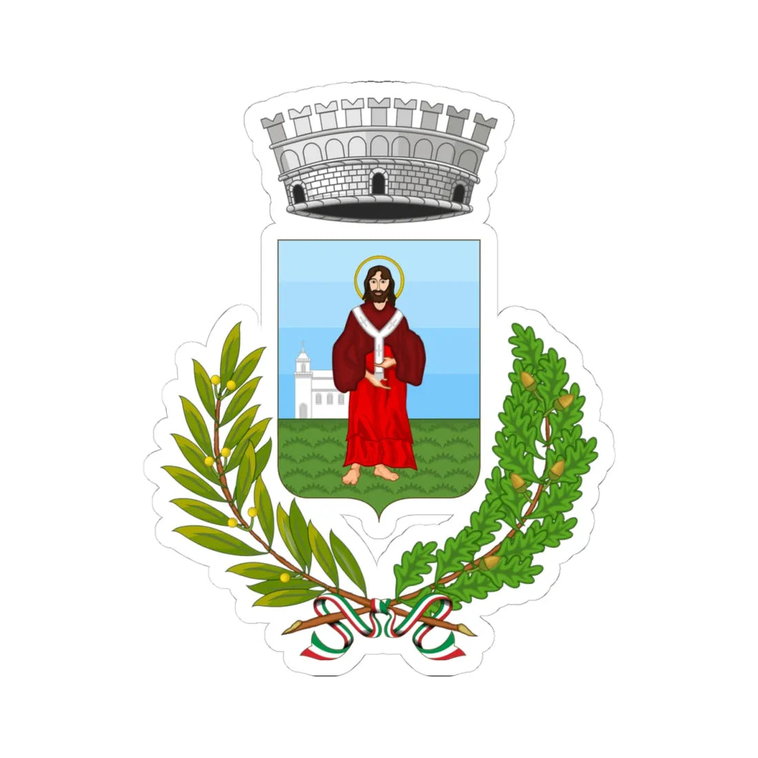 Basiano-Stemma (Italy) (Coat of Arms) STICKER Vinyl Kiss-Cut Decal 4 Inch White - The Sticker Space