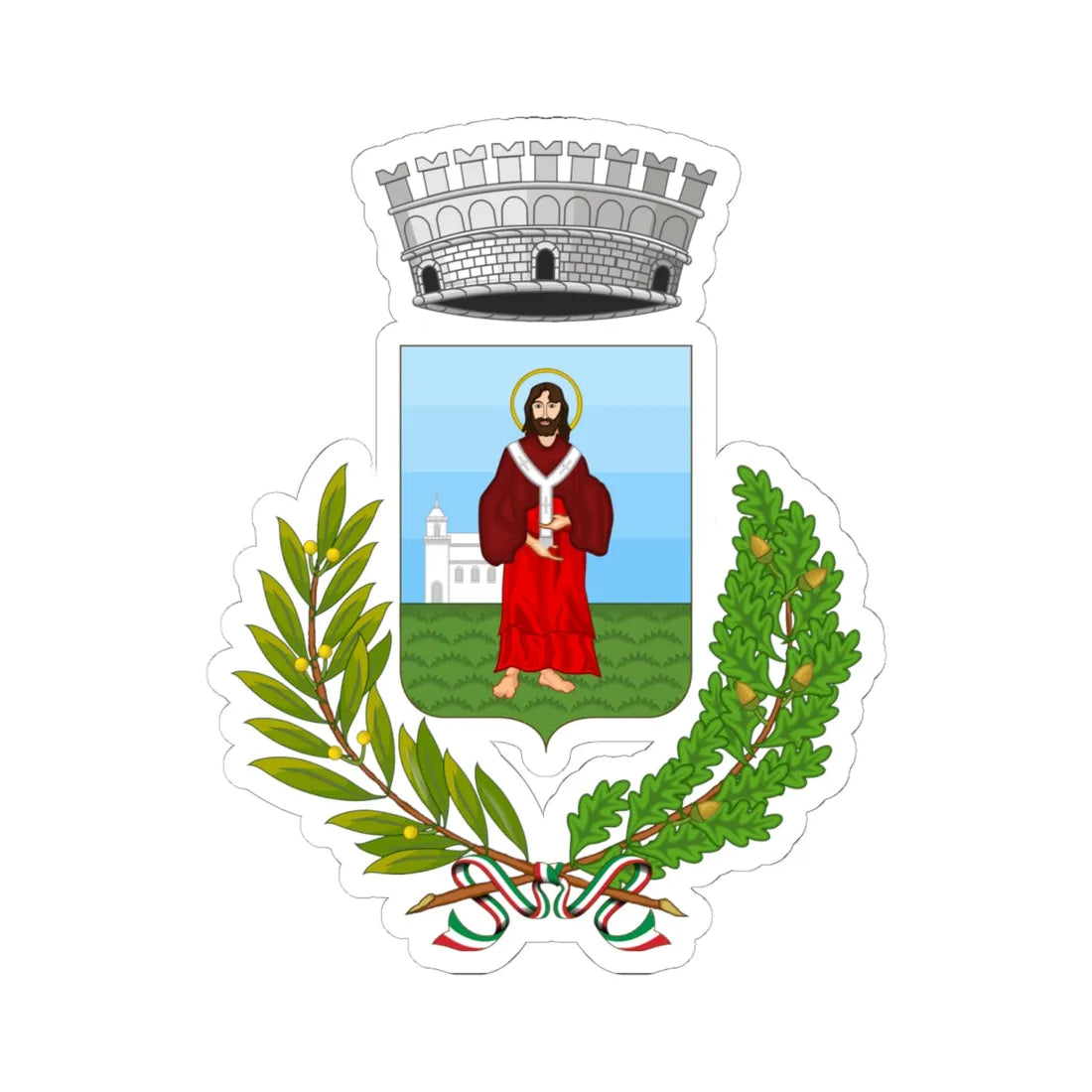 Basiano-Stemma (Italy) (Coat of Arms) STICKER Vinyl Kiss-Cut Decal 6 Inch White - The Sticker Space