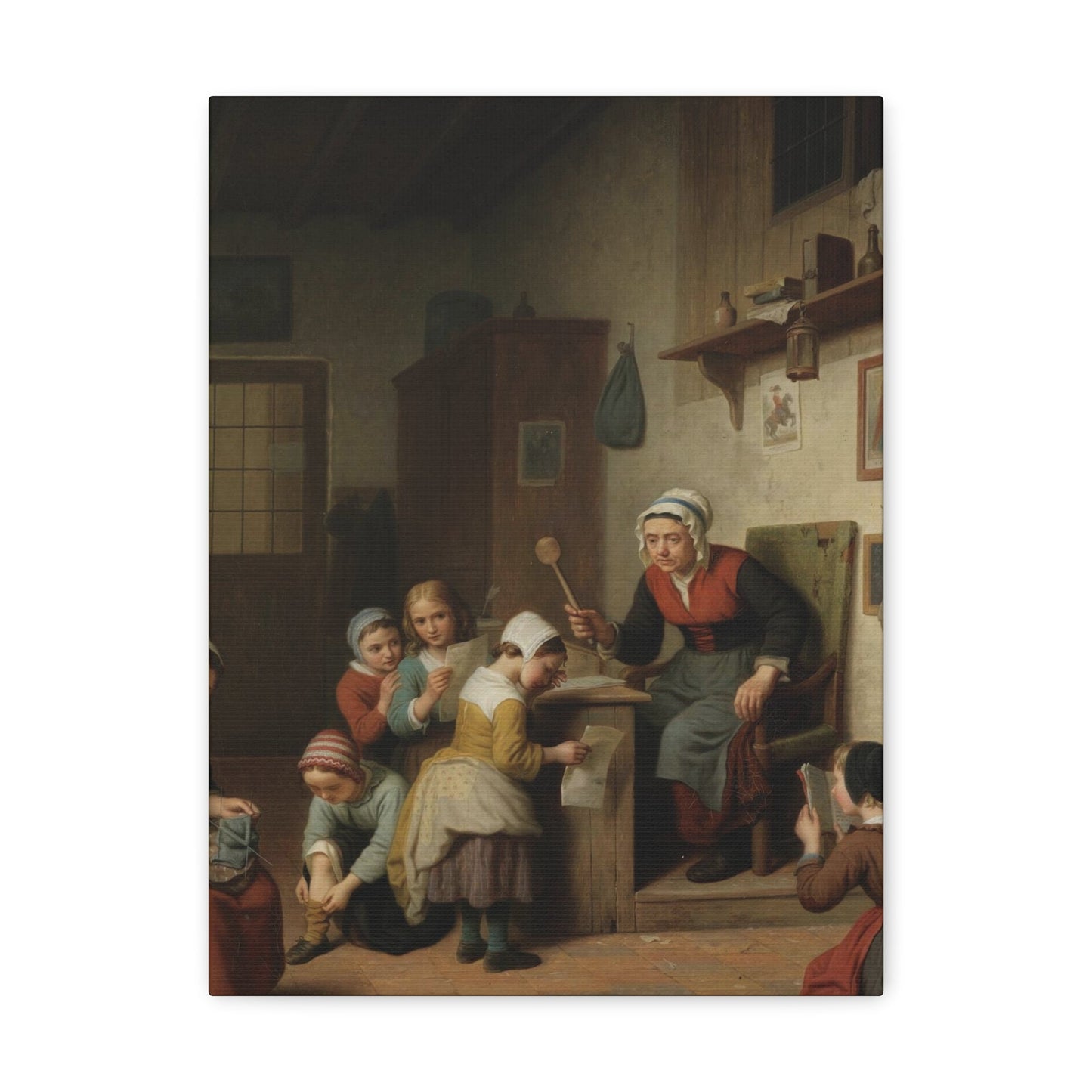 Basile de Loose (1809-1885) The Schoolroom 1861 - Canvas Wall Art-12″ x 16″-The Sticker Space