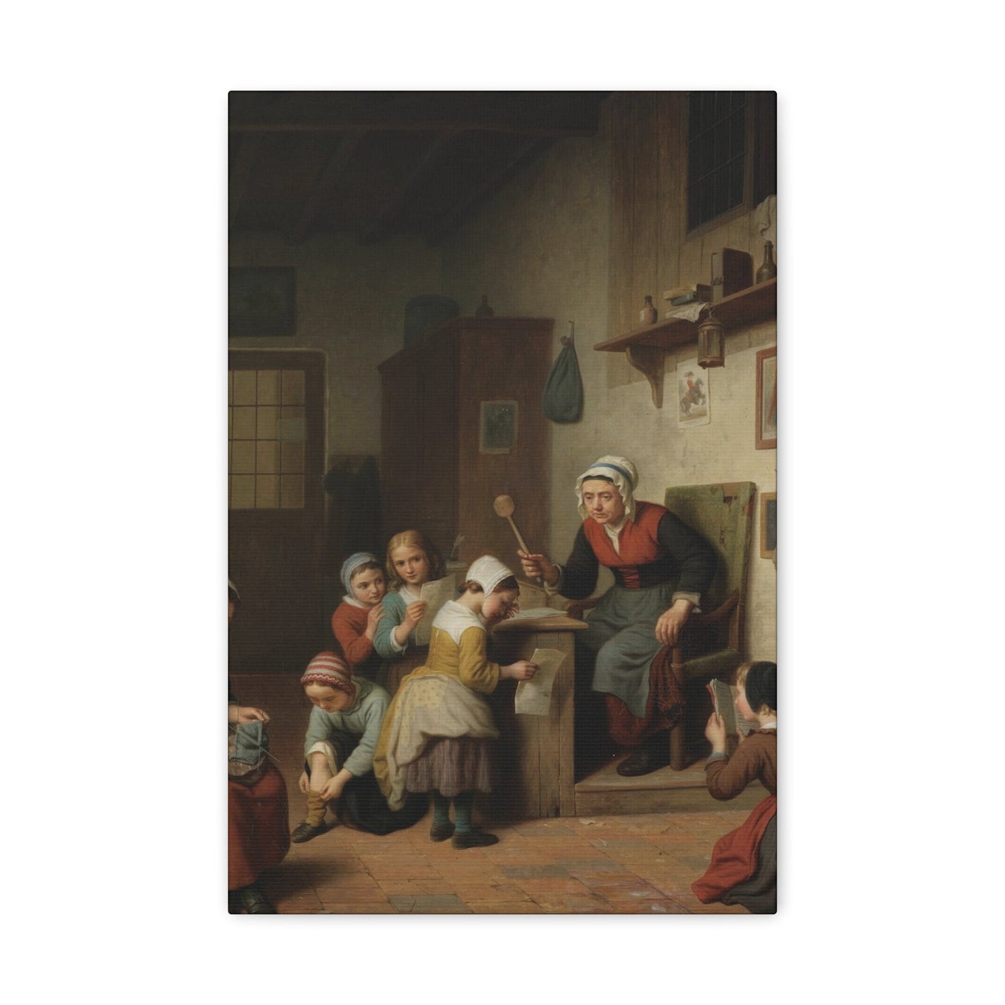 Basile de Loose (1809-1885) The Schoolroom 1861 - Canvas Wall Art-12" x 18"-The Sticker Space