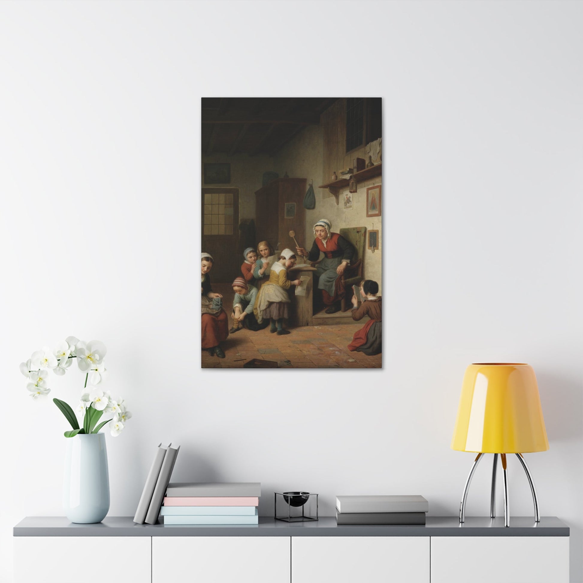 Basile de Loose (1809-1885) The Schoolroom 1861 - Canvas Wall Art-The Sticker Space