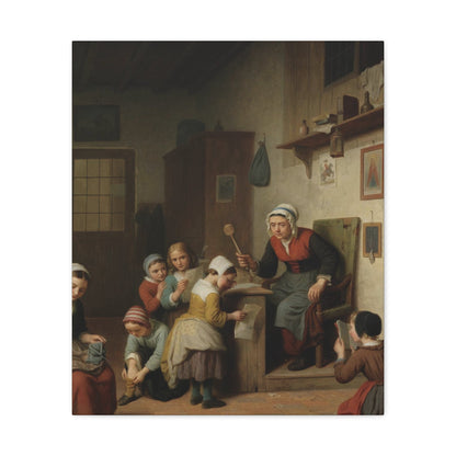 Basile de Loose (1809-1885) The Schoolroom 1861 - Canvas Wall Art-20″ x 24″-The Sticker Space