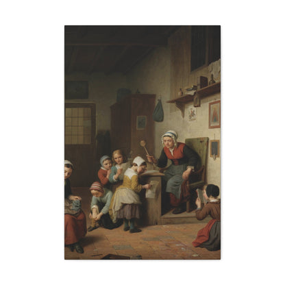 Basile de Loose (1809-1885) The Schoolroom 1861 - Canvas Wall Art-20″ x 30″-The Sticker Space