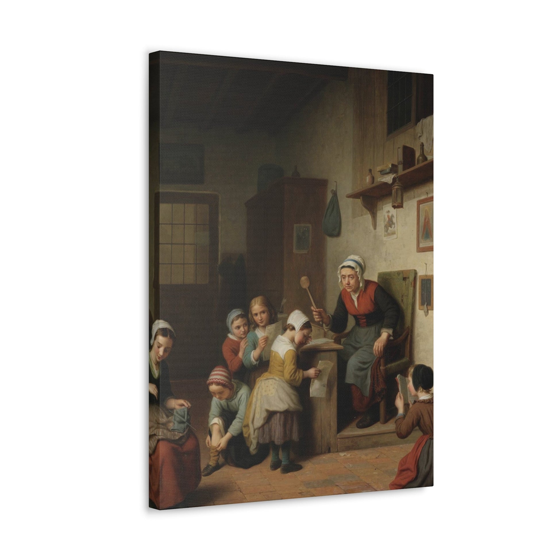 Basile de Loose (1809-1885) The Schoolroom 1861 - Canvas Wall Art-The Sticker Space