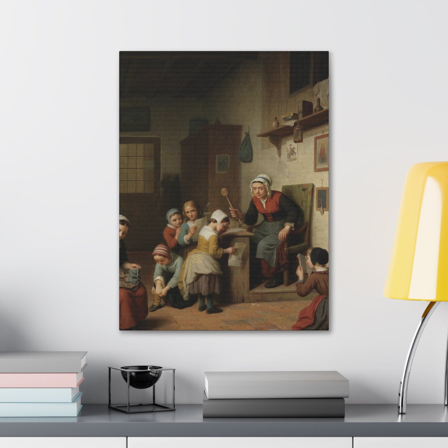 Basile de Loose (1809-1885) The Schoolroom 1861 - Canvas Wall Art-The Sticker Space