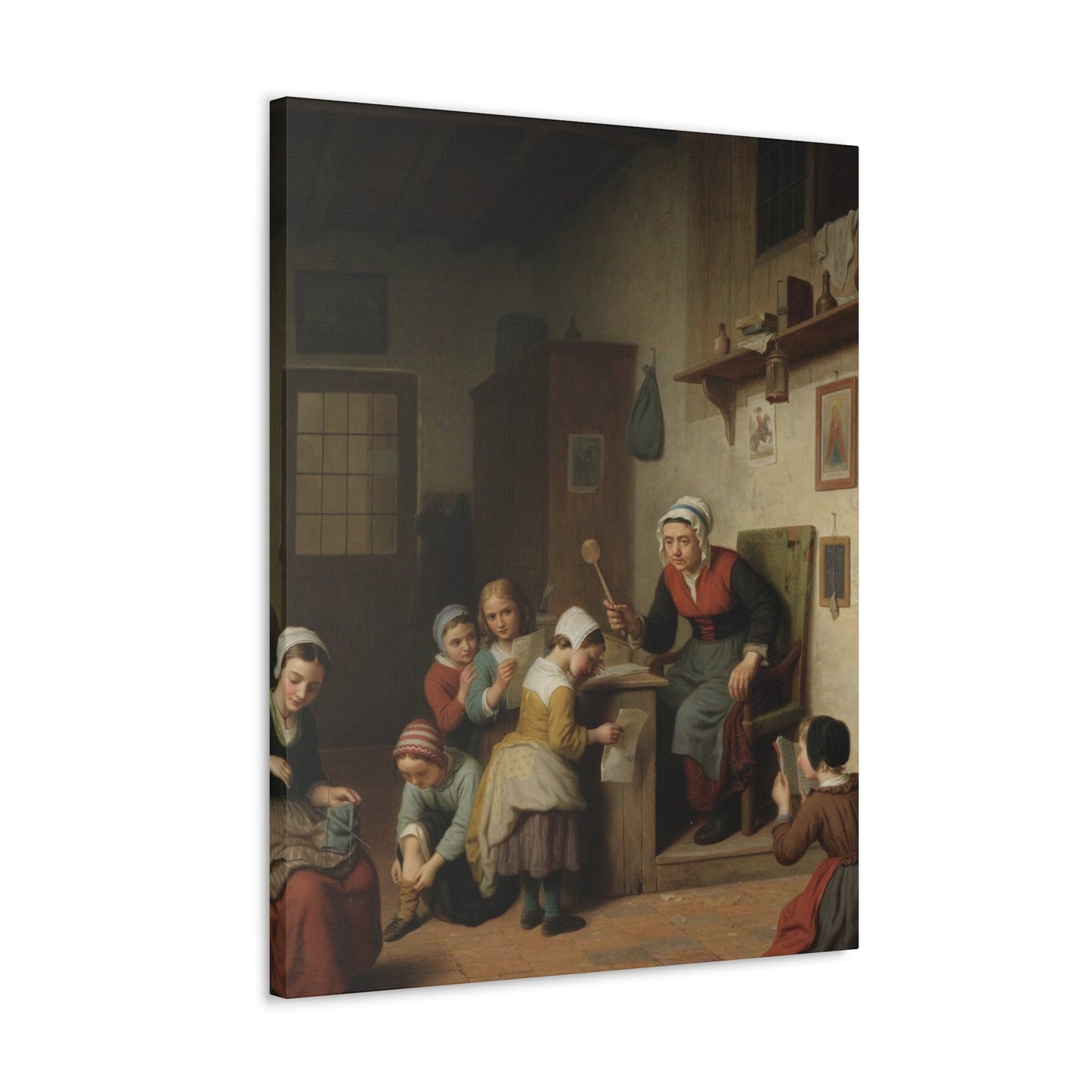 Basile de Loose (1809-1885) The Schoolroom 1861 - Canvas Wall Art-The Sticker Space