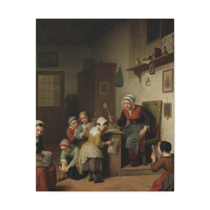 Basile de Loose (1809-1885) The Schoolroom 1861 - Canvas Wall Art-24″ x 30″-The Sticker Space