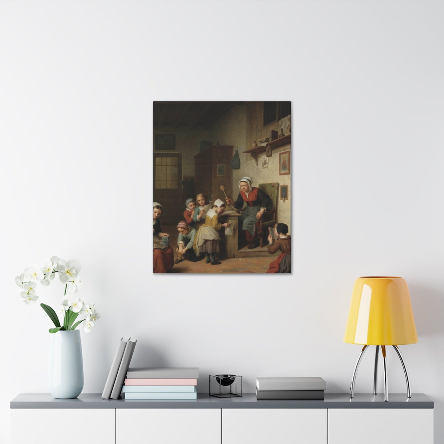 Basile de Loose (1809-1885) The Schoolroom 1861 - Canvas Wall Art-The Sticker Space