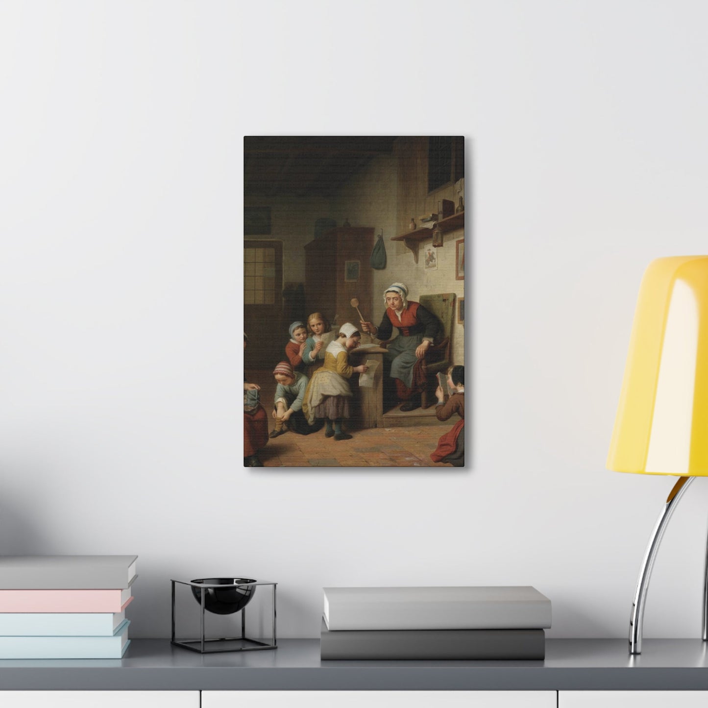 Basile de Loose (1809-1885) The Schoolroom 1861 - Canvas Wall Art-The Sticker Space