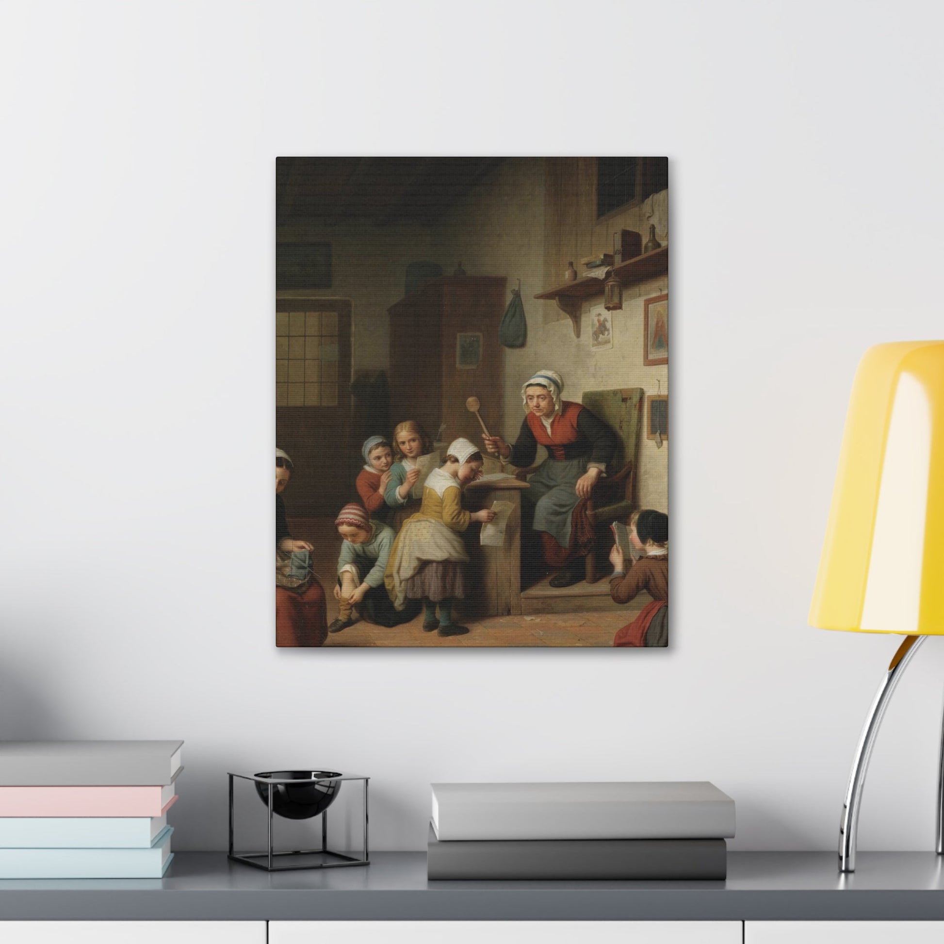 Basile de Loose (1809-1885) The Schoolroom 1861 - Canvas Wall Art-The Sticker Space