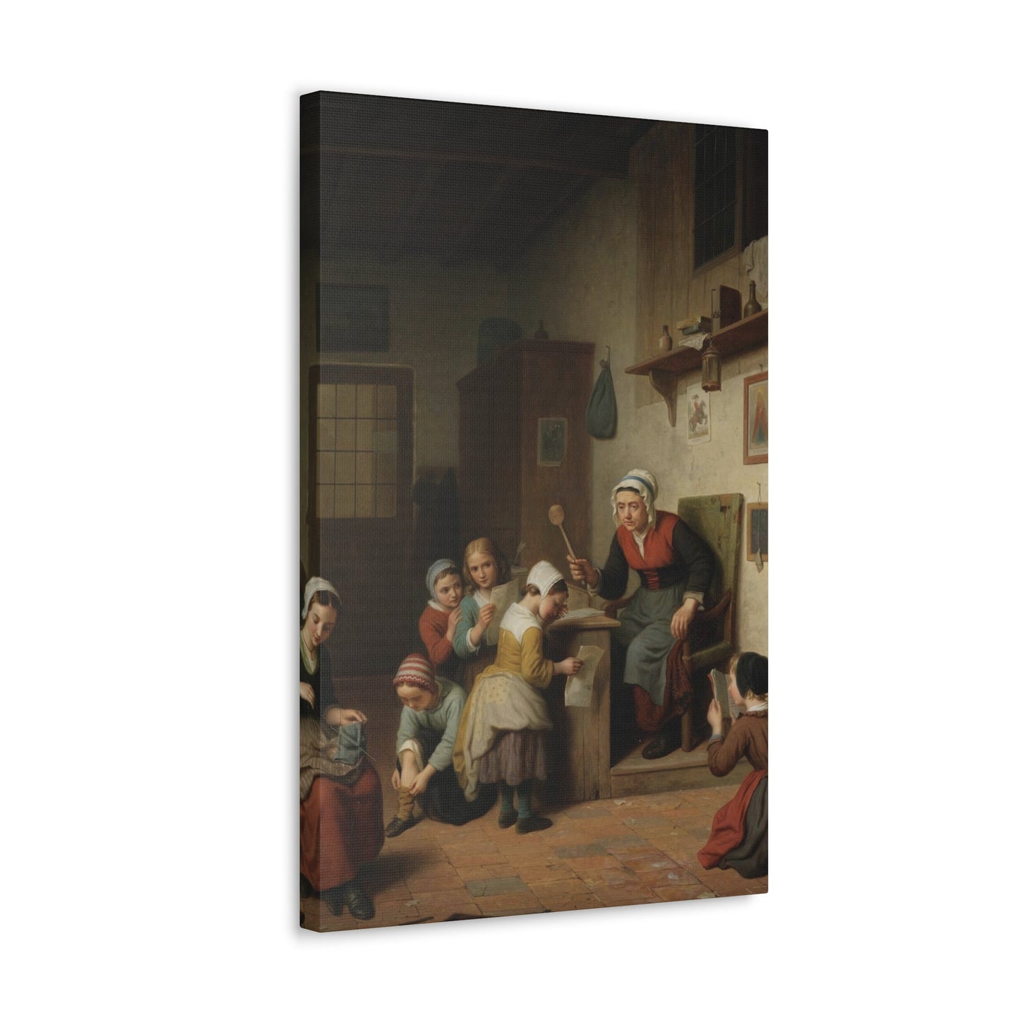 Basile de Loose (1809-1885) The Schoolroom 1861 - Canvas Wall Art-The Sticker Space