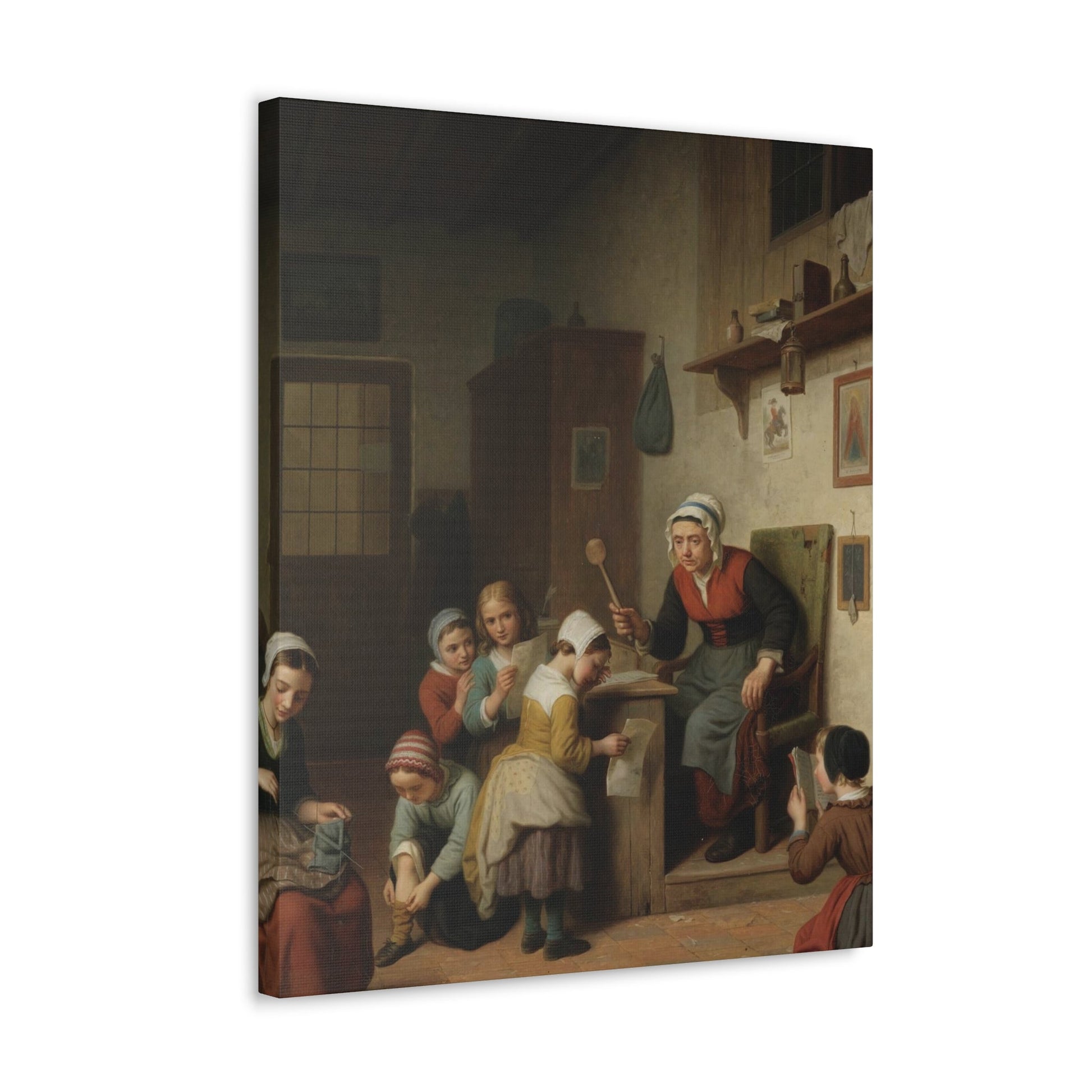 Basile de Loose (1809-1885) The Schoolroom 1861 - Canvas Wall Art-The Sticker Space