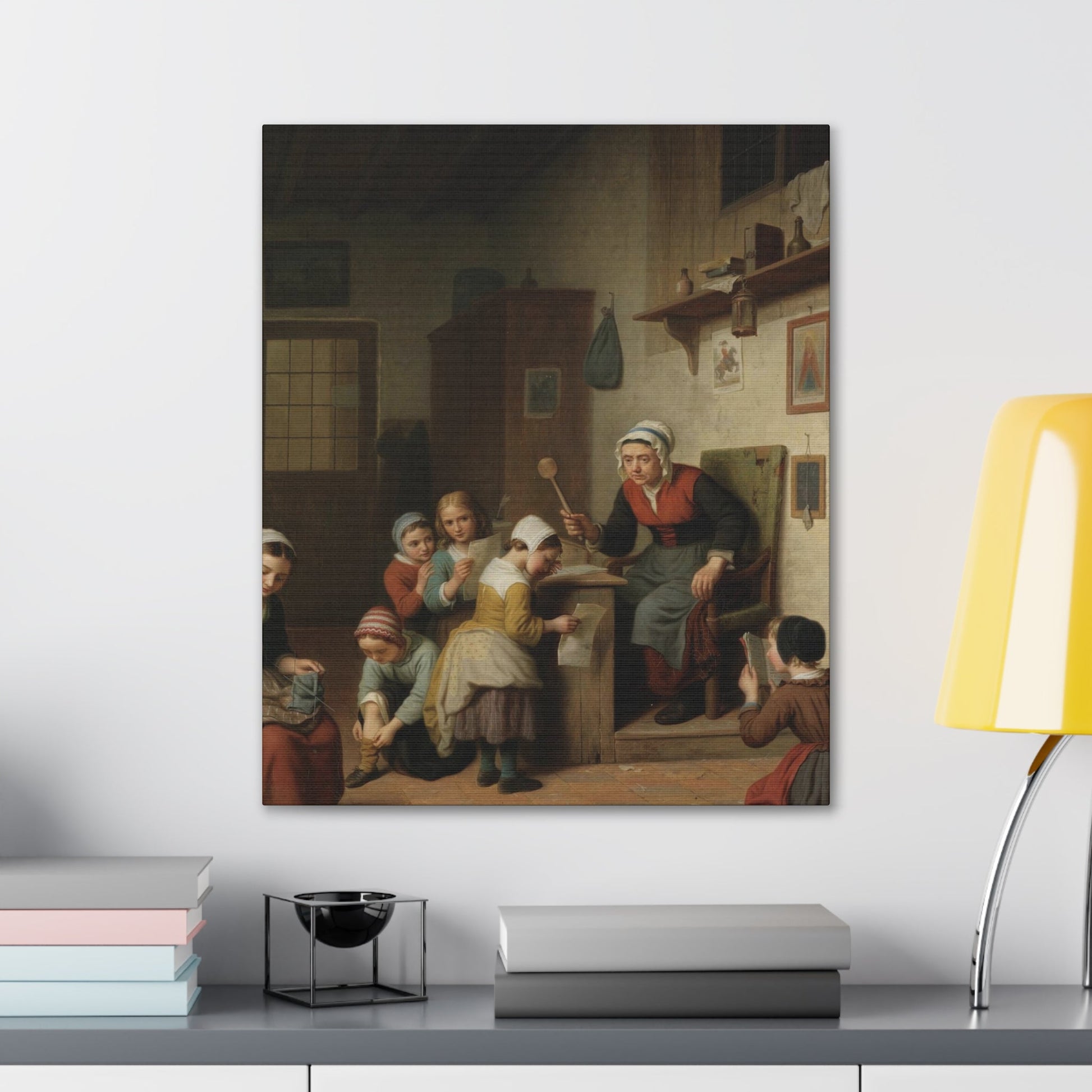 Basile de Loose (1809-1885) The Schoolroom 1861 - Canvas Wall Art-The Sticker Space