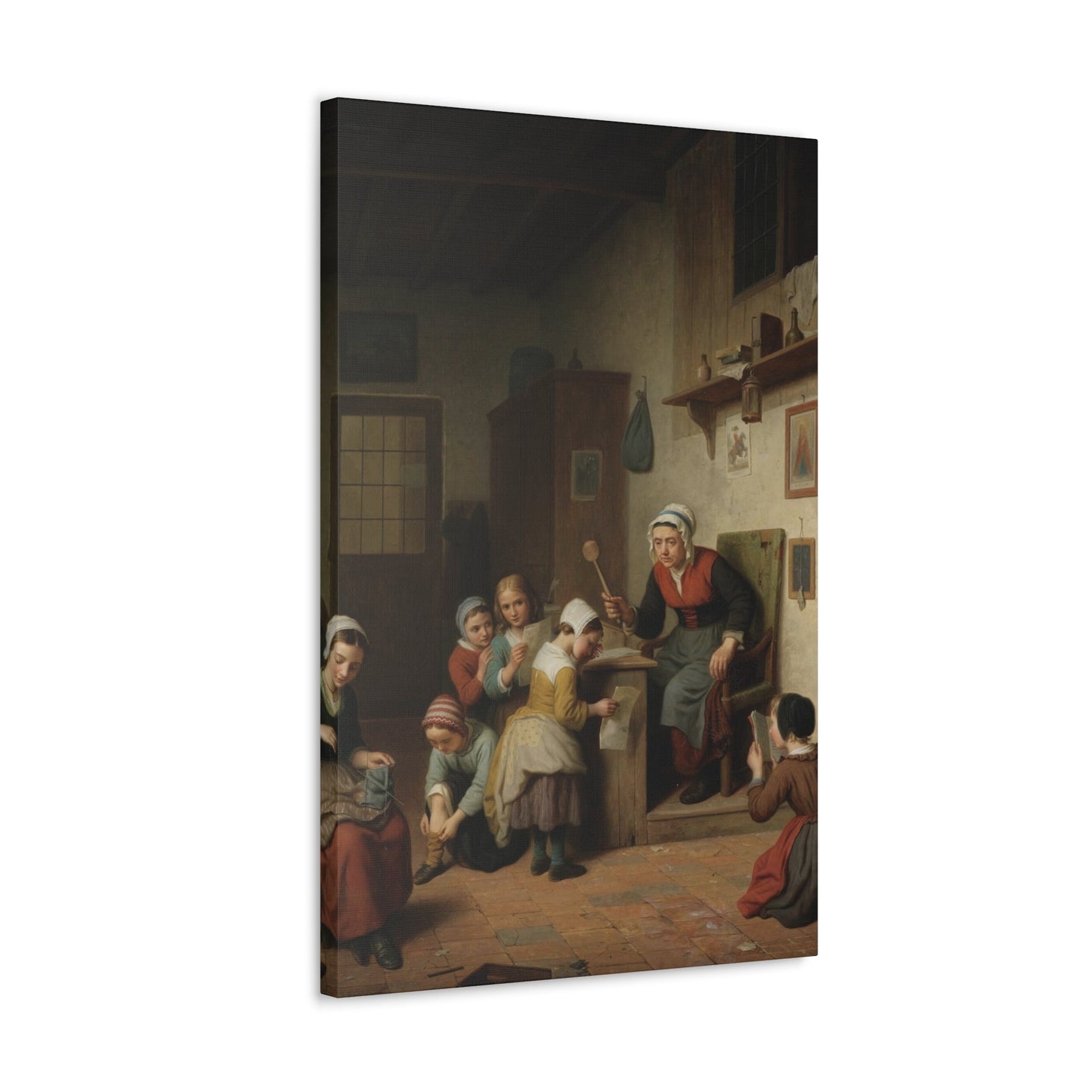 Basile de Loose (1809-1885) The Schoolroom 1861 - Canvas Wall Art-The Sticker Space