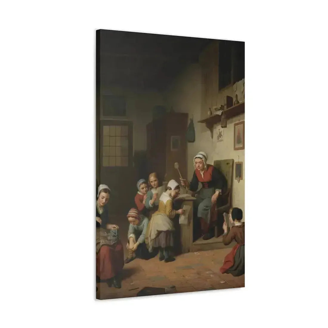 Basile de Loose (1809-1885) The Schoolroom 1861 - Canvas Wall Art - The Sticker Space