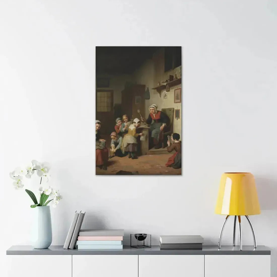 Basile de Loose (1809-1885) The Schoolroom 1861 - Canvas Wall Art - The Sticker Space