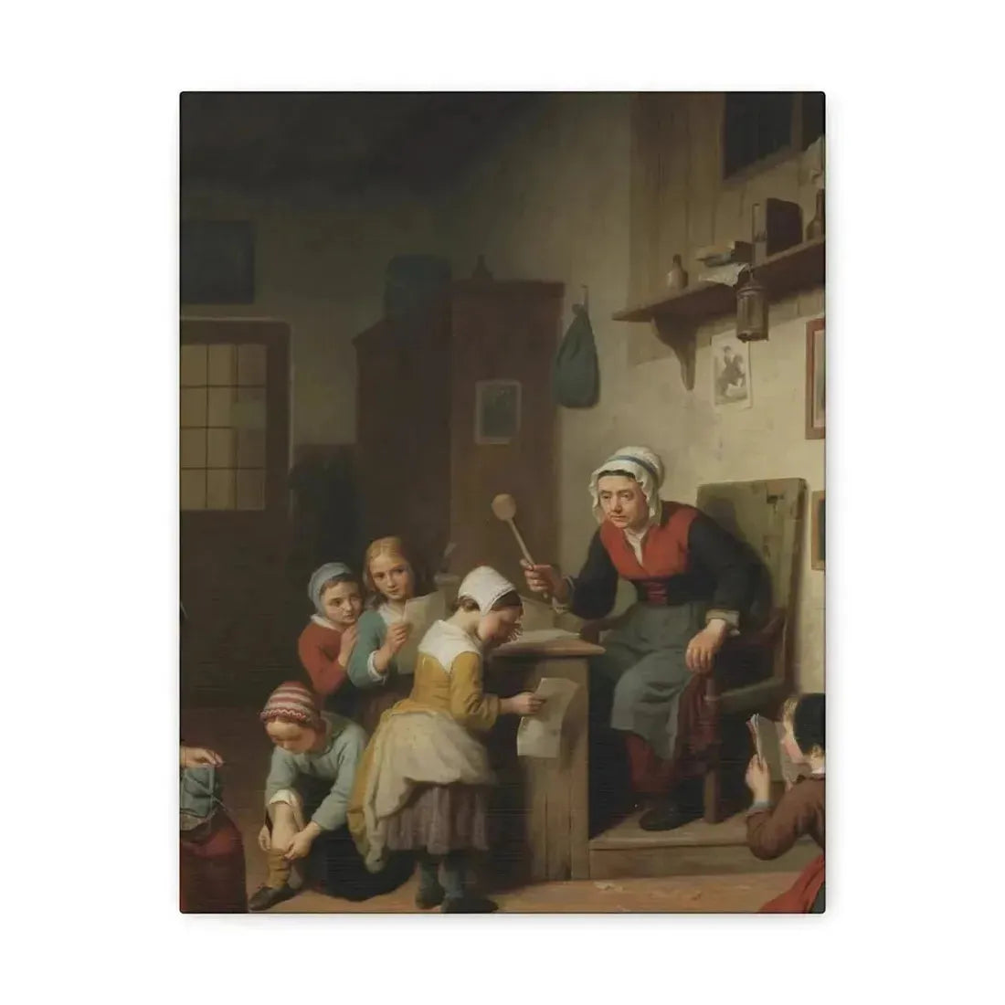 Basile de Loose (1809-1885) The Schoolroom 1861 - Canvas Wall Art - The Sticker Space