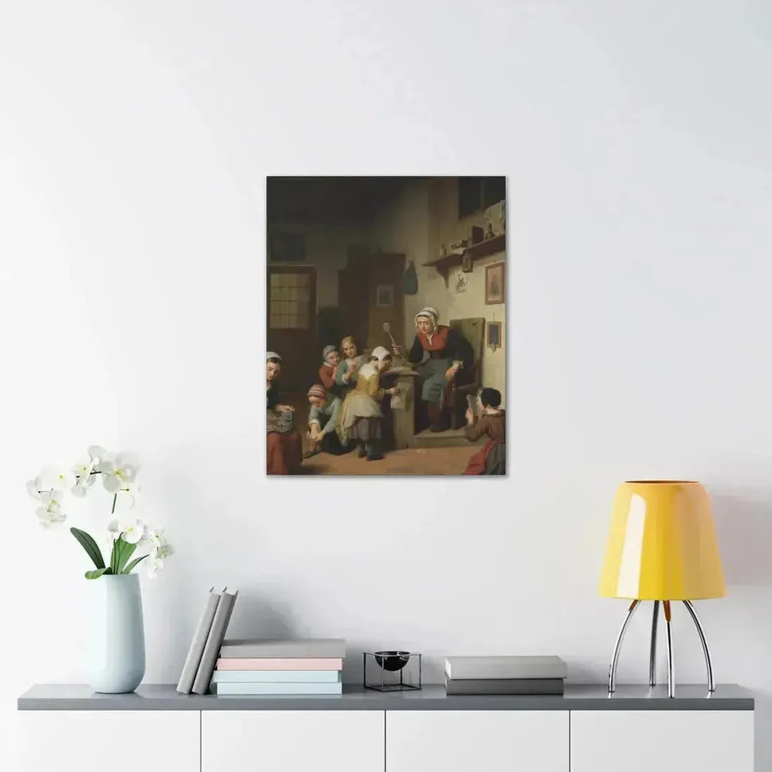 Basile de Loose (1809-1885) The Schoolroom 1861 - Canvas Wall Art - The Sticker Space