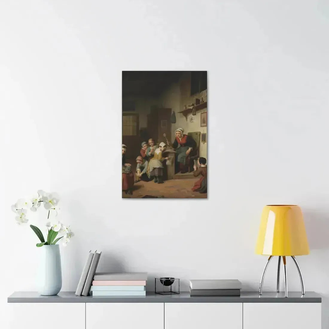 Basile de Loose (1809-1885) The Schoolroom 1861 - Canvas Wall Art - The Sticker Space