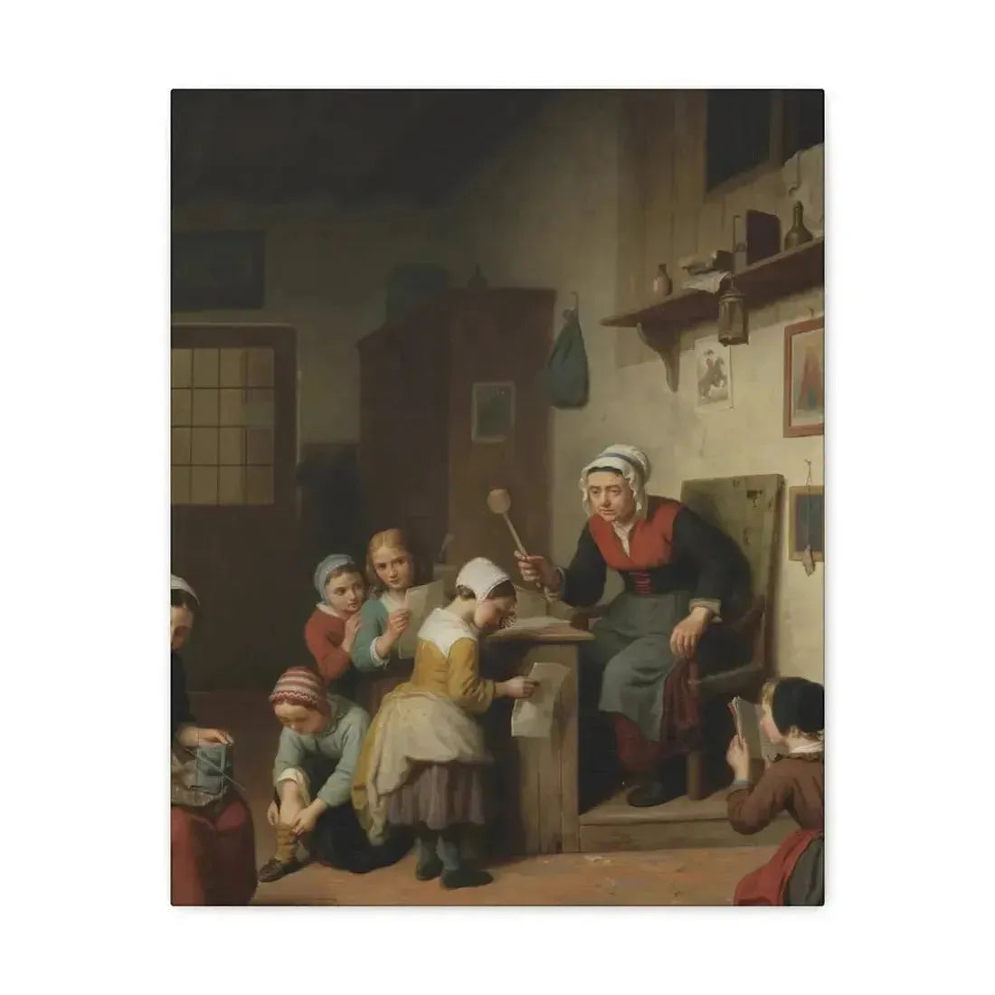 Basile de Loose (1809-1885) The Schoolroom 1861 - Canvas Wall Art - The Sticker Space