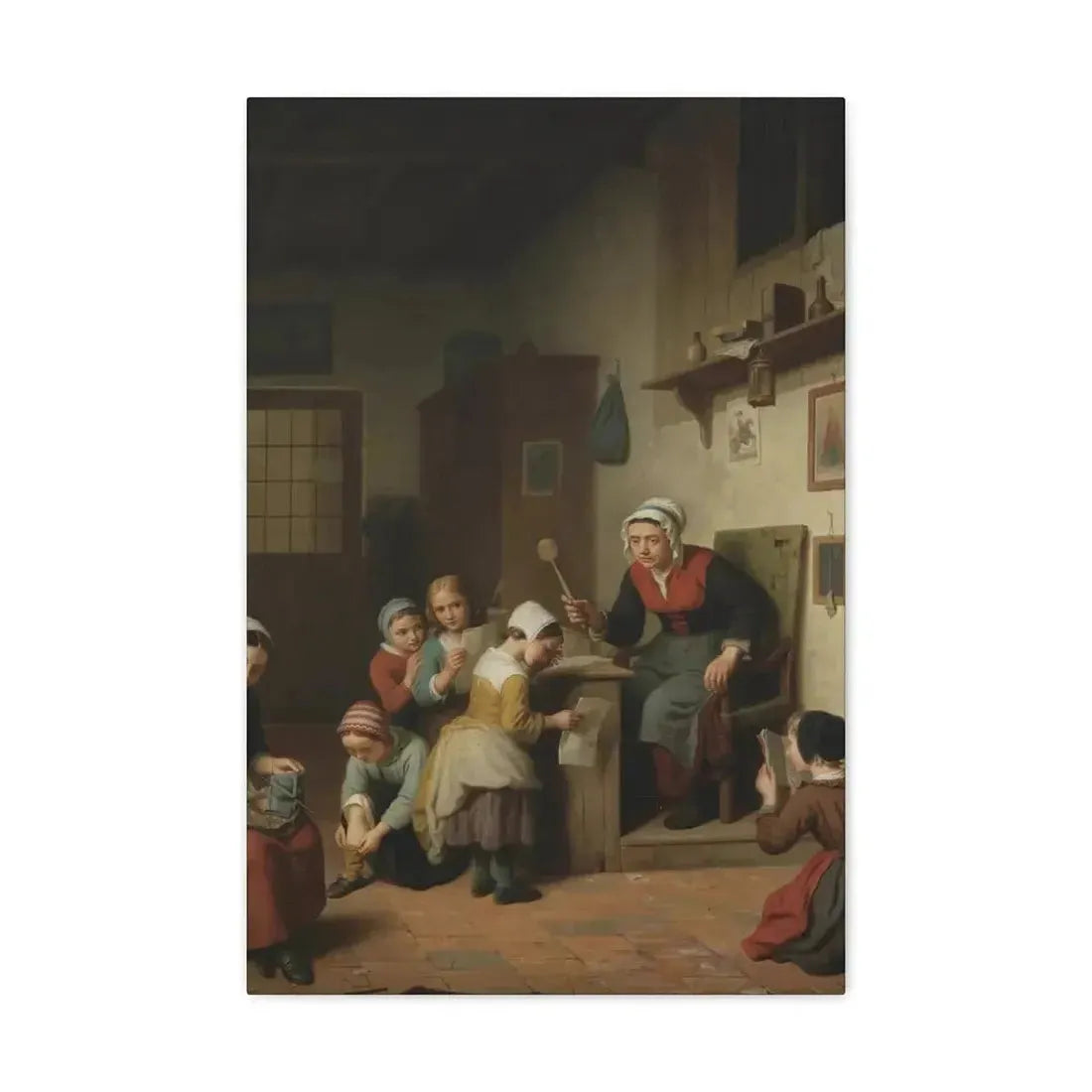 Basile de Loose (1809-1885) The Schoolroom 1861 - Canvas Wall Art - The Sticker Space