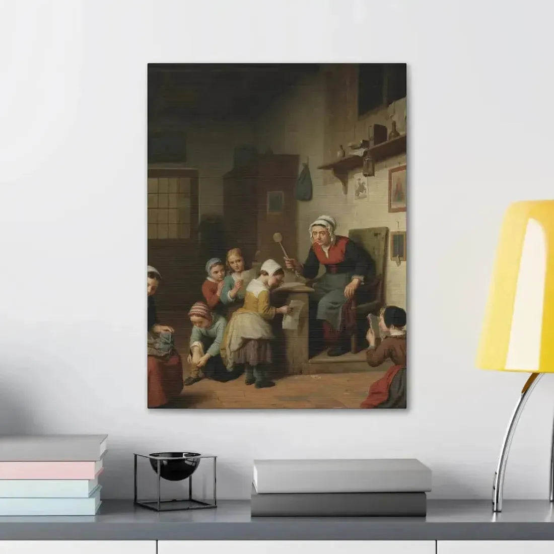 Basile de Loose (1809-1885) The Schoolroom 1861 - Canvas Wall Art - The Sticker Space