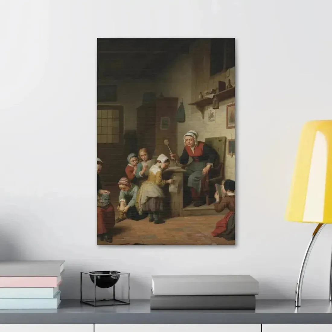 Basile de Loose (1809-1885) The Schoolroom 1861 - Canvas Wall Art - The Sticker Space