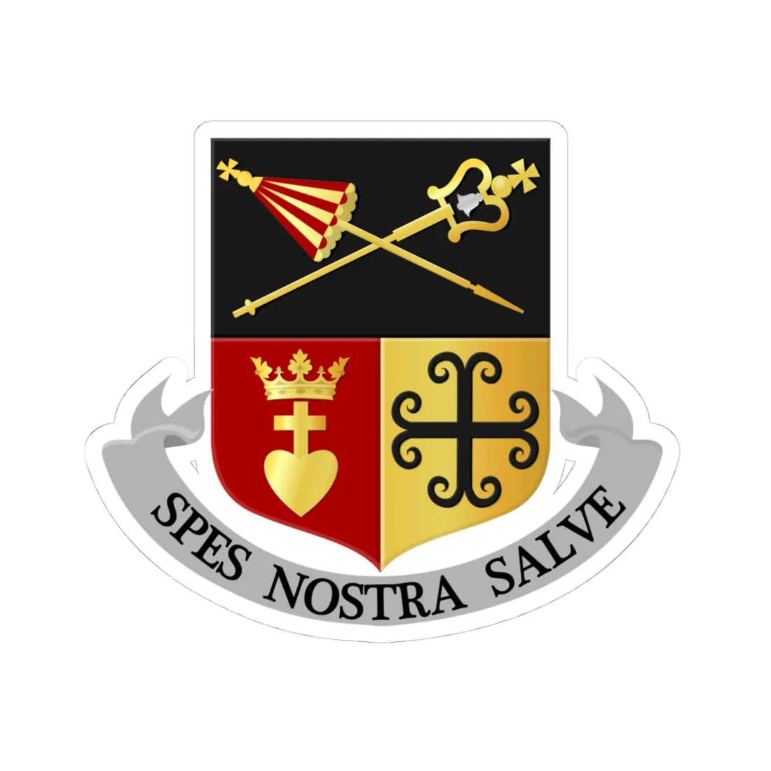 Basiliek van Onze Lieve Vrouw van het Heilig Hart te Sittard (Netherlands) (Coat of Arms) STICKER Vinyl Kiss-Cut Decal 4 Inch White - The Sticker Space