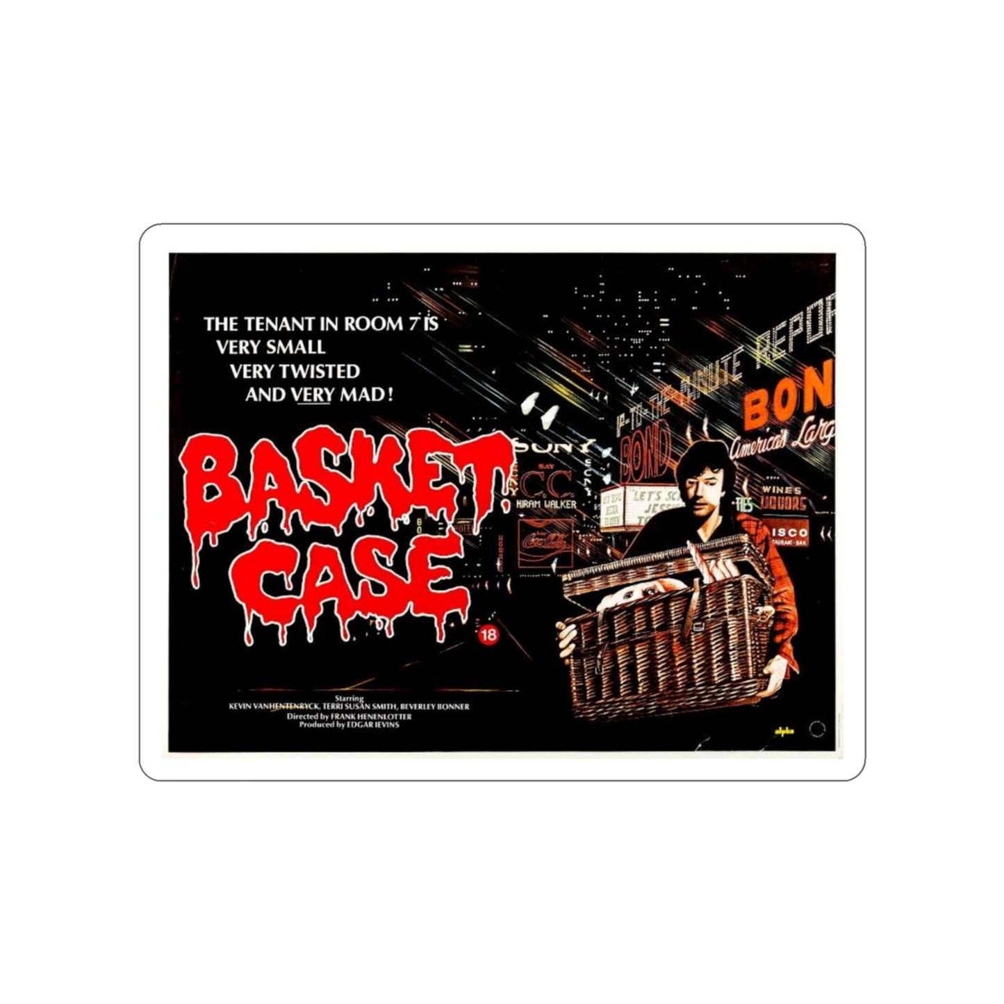 BASKET CASE 1982 Movie Poster STICKER Vinyl Die-Cut Decal-3 Inch-The Sticker Space