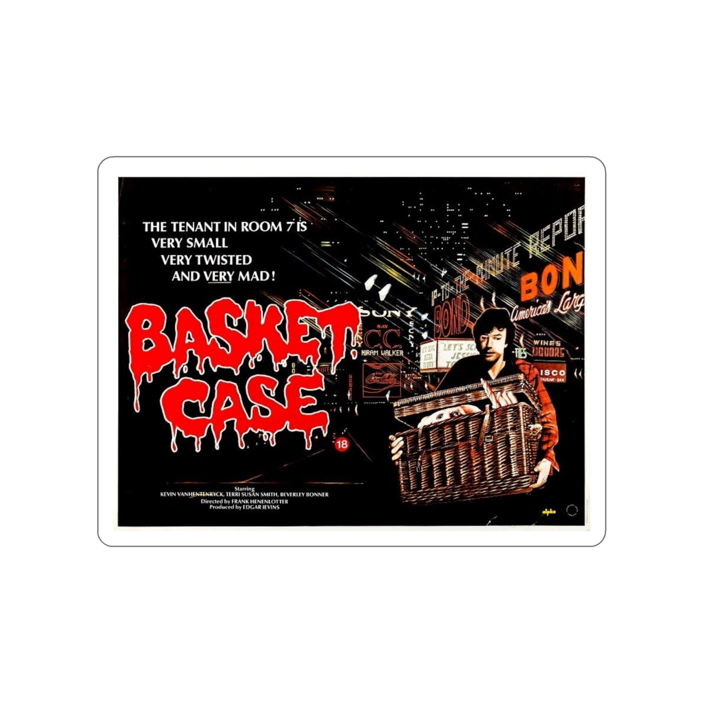 BASKET CASE 1982 Movie Poster STICKER Vinyl Die-Cut Decal-6 Inch-The Sticker Space