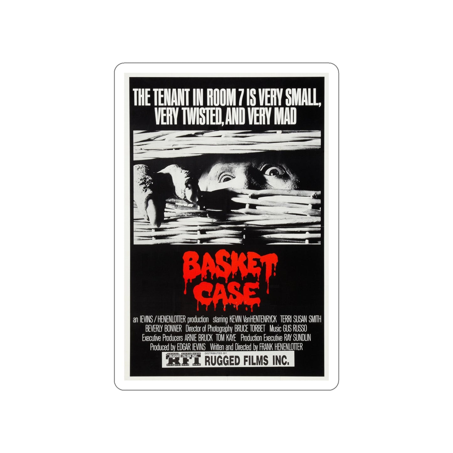 BASKET CASE (2) 1982 Movie Poster STICKER Vinyl Die-Cut Decal-5 Inch-The Sticker Space