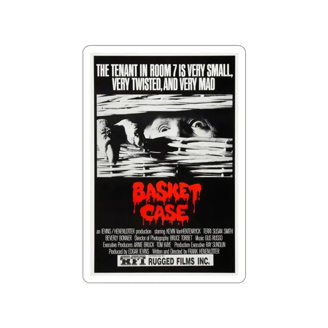 BASKET CASE (2) 1982 Movie Poster STICKER Vinyl Die-Cut Decal - The Sticker Space