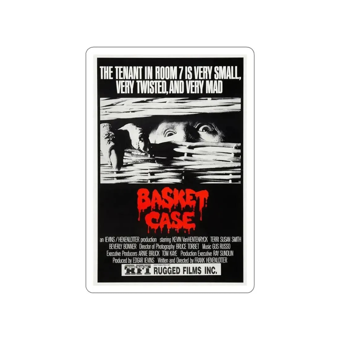 BASKET CASE (2) 1982 Movie Poster STICKER Vinyl Die-Cut Decal - The Sticker Space