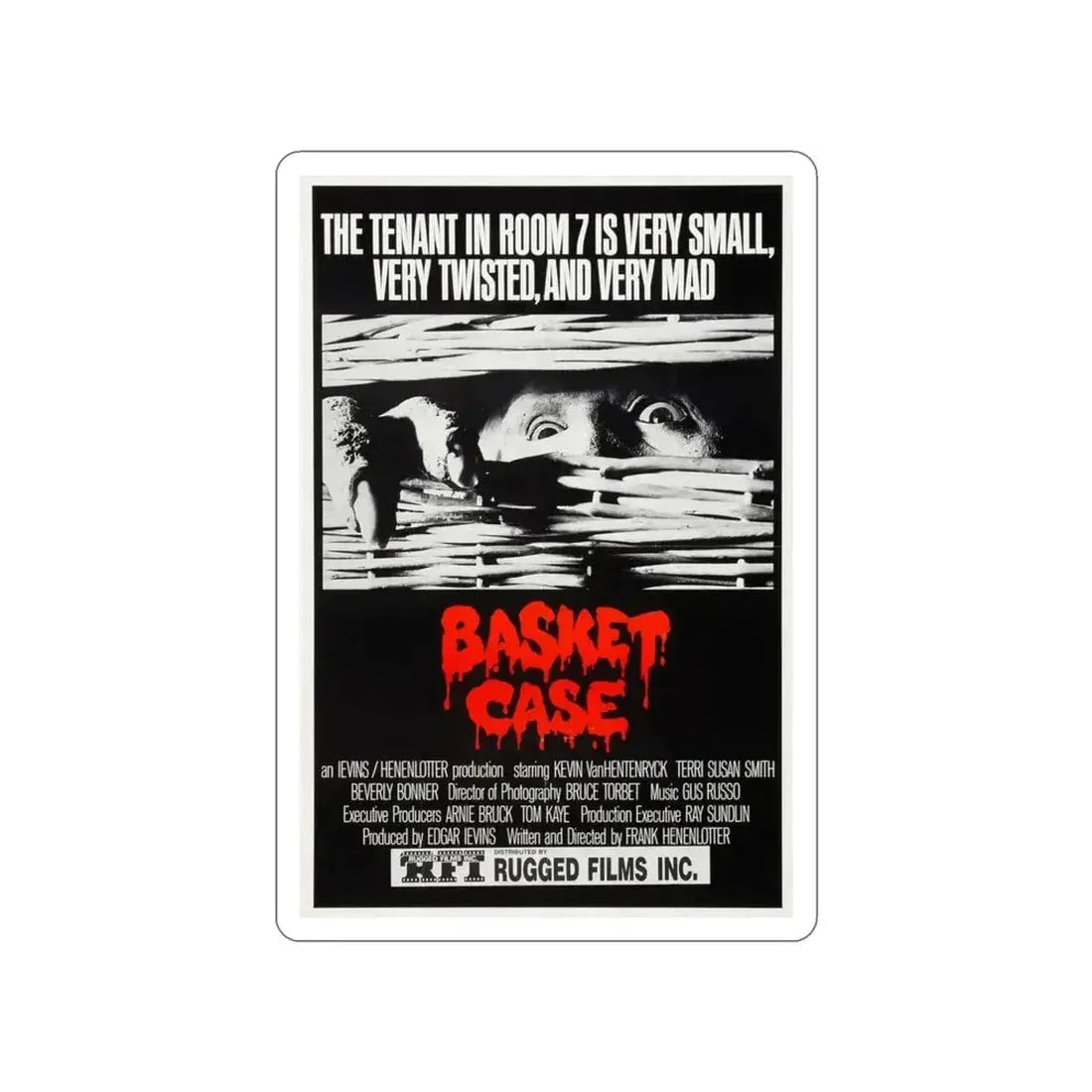 BASKET CASE (2) 1982 Movie Poster STICKER Vinyl Die-Cut Decal - The Sticker Space