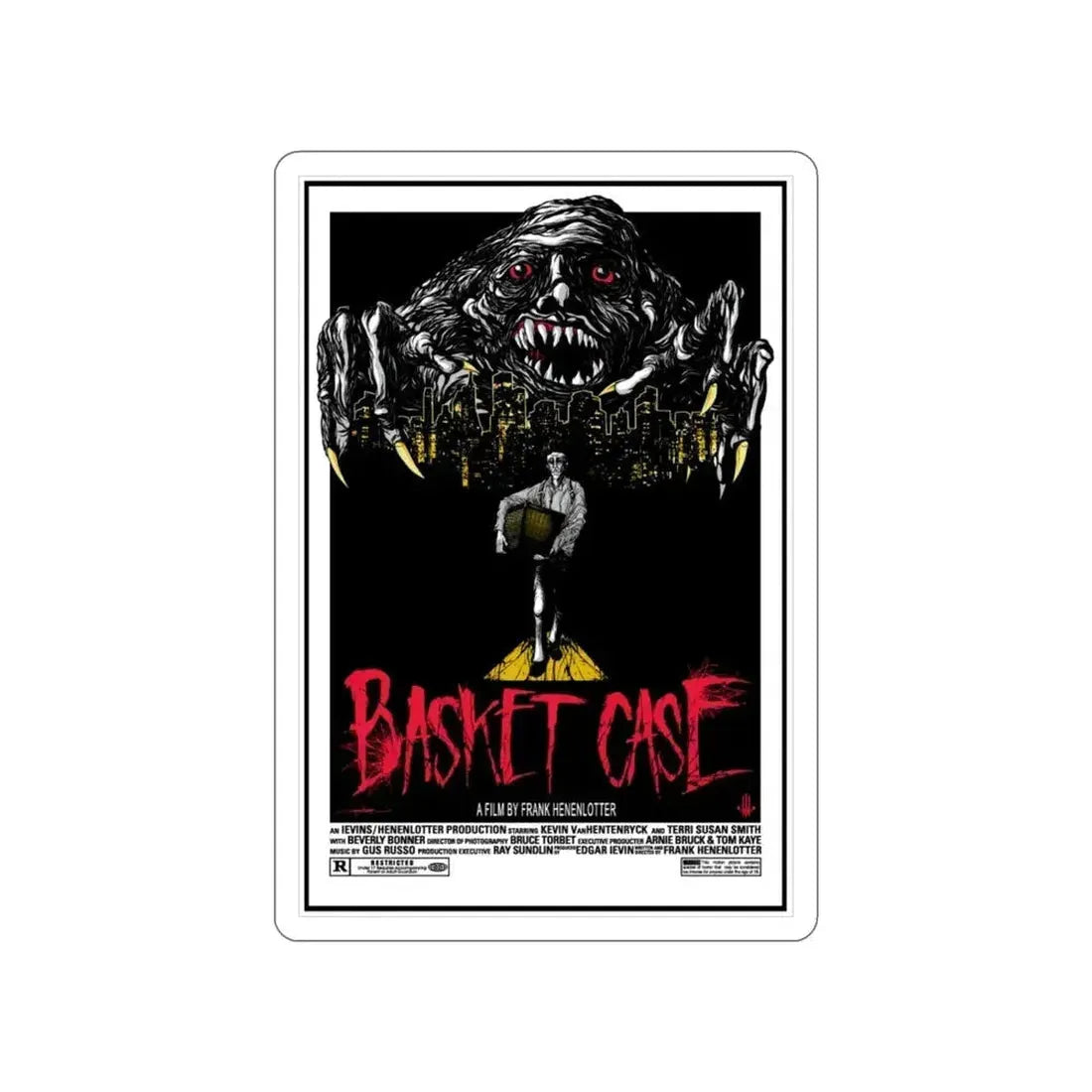 BASKET CASE (ALAMO) 1982 Movie Poster STICKER Vinyl Die-Cut Decal 4 Inch - The Sticker Space