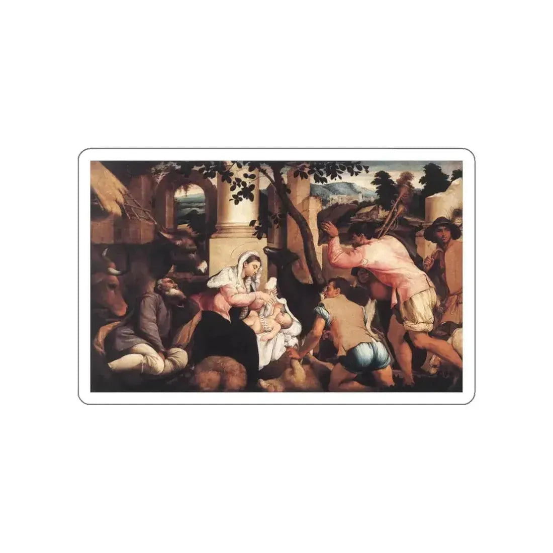 BASSANO, Jacopo - Adoration of the Shepherds2 (Artwork) STICKER Vinyl Die-Cut Decal White Die-Cut 3 Inch - The Sticker Space