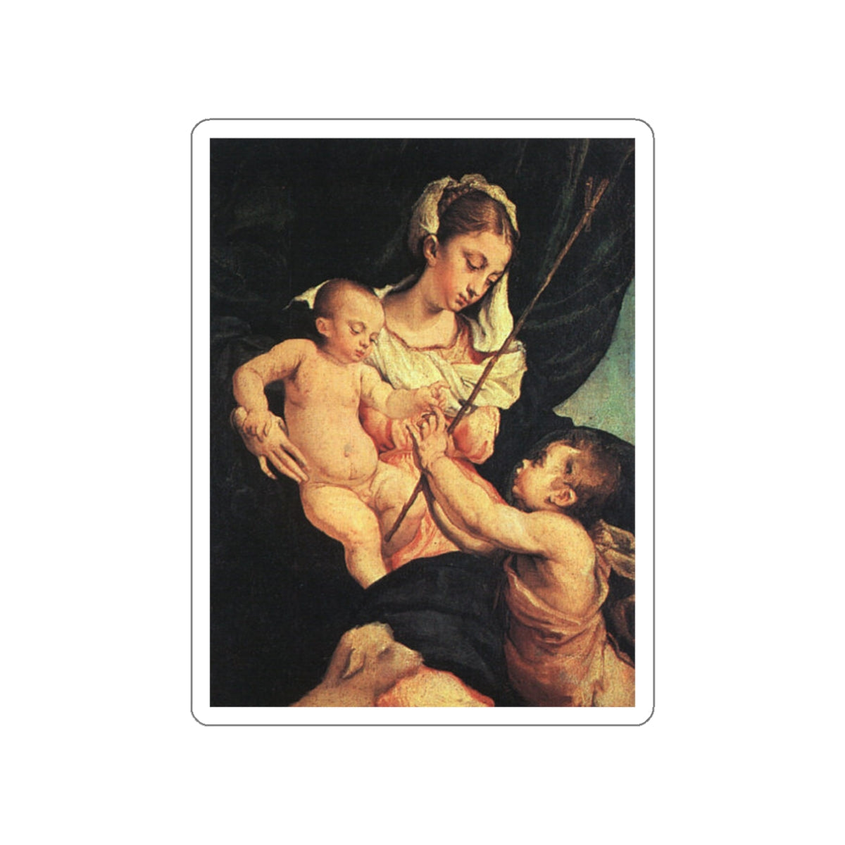 BASSANO, Jacopo - Madonna and Child with Saint John the Baptist (Artwork) STICKER Vinyl Die-Cut Decal-White-The Sticker Space