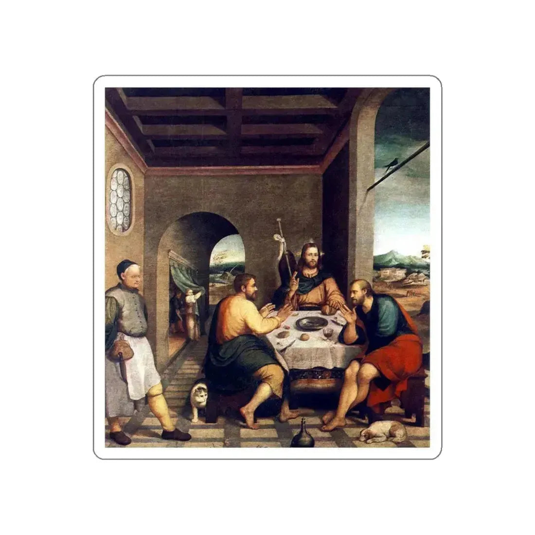 BASSANO, Jacopo - Supper at Emmaus (Artwork) STICKER Vinyl Die-Cut Decal White Die-Cut 6 Inch - The Sticker Space