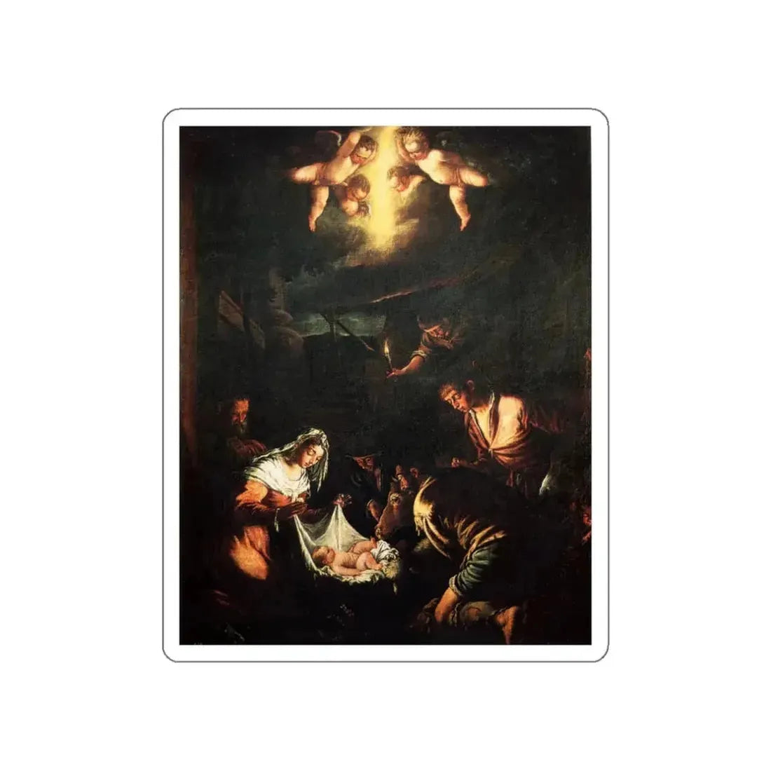 BASSANO, Jacopo - The Adoration of the Shepherds (Artwork) STICKER Vinyl Die-Cut Decal White Die-Cut 3 Inch - The Sticker Space