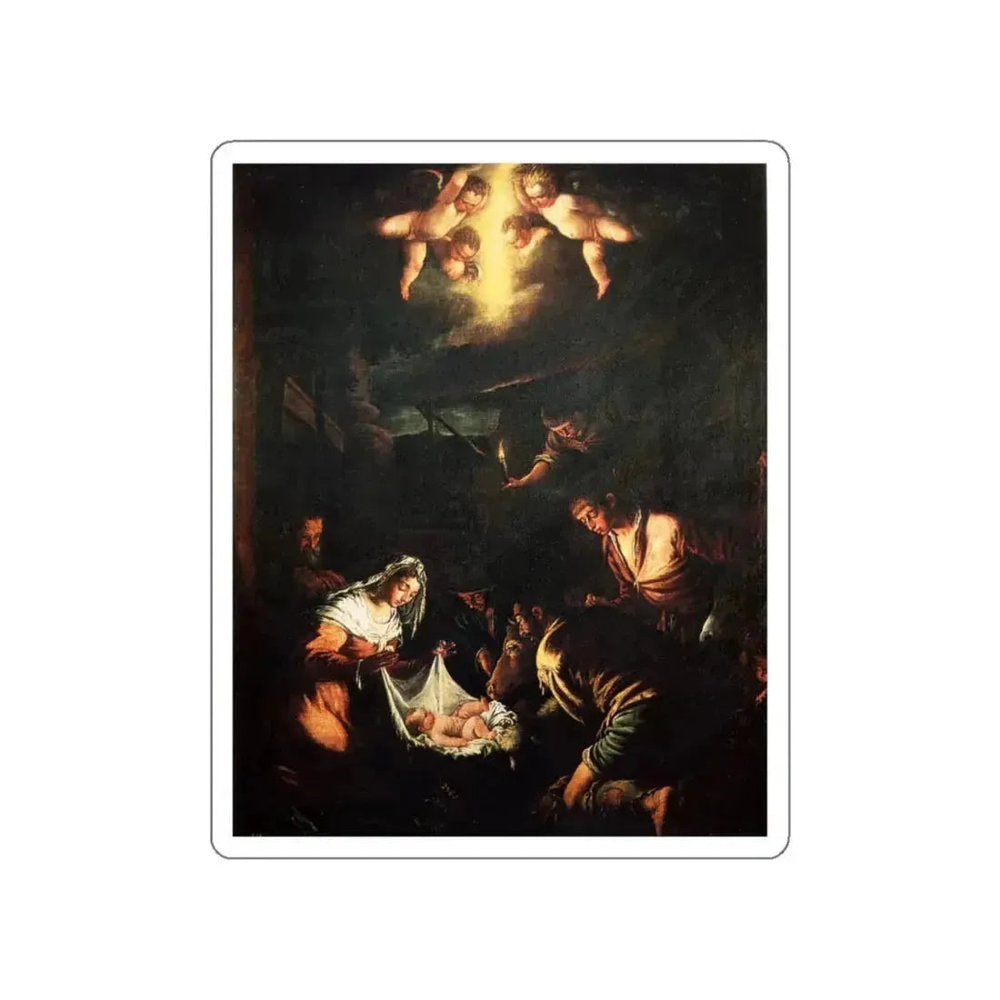 BASSANO, Jacopo - The Adoration of the Shepherds (Artwork) STICKER Vinyl Die-Cut Decal White Die-Cut 6 Inch - The Sticker Space