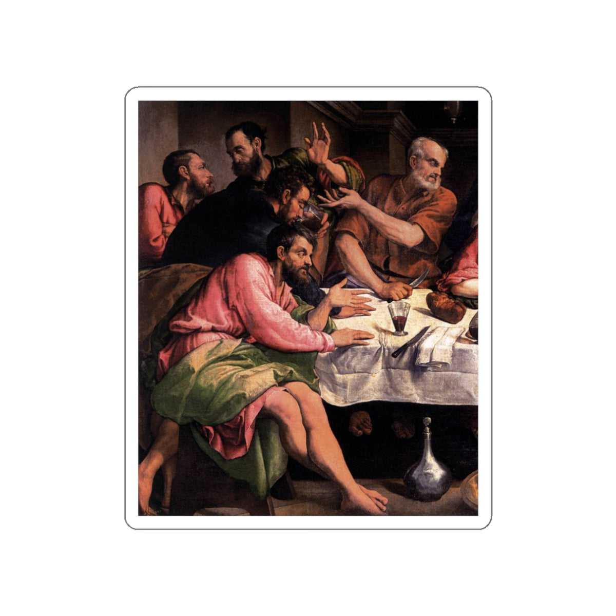 BASSANO, Jacopo - The Last Supper (detail) (Artwork) STICKER Vinyl Die-Cut Decal-White-The Sticker Space