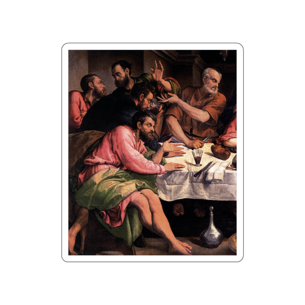 BASSANO, Jacopo - The Last Supper (detail) (Artwork) STICKER Vinyl Die-Cut Decal-White-The Sticker Space