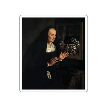 BASSANO, Leandro - Portrait of a Widow at her Devotions (Artwork) STICKER Vinyl Die-Cut Decal White Die-Cut 6 Inch - The Sticker Space