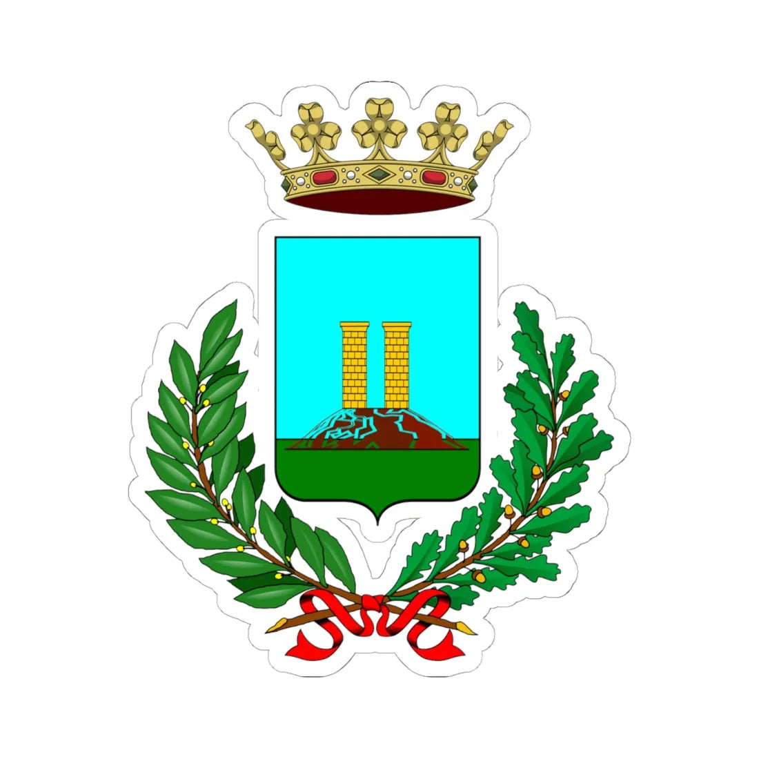 Bastia Mondovì-Stemma (Italy) (Coat of Arms) STICKER Vinyl Kiss-Cut Decal 6 Inch White - The Sticker Space