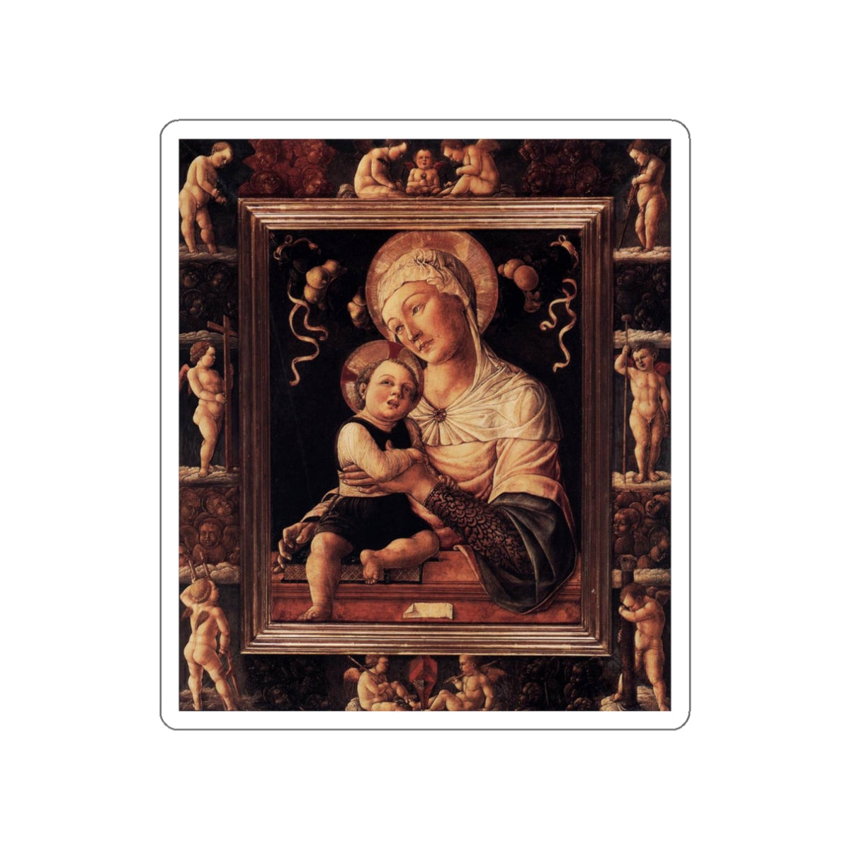 BASTIANI, Lazzaro - Madonna and Child in Painted Frame (Artwork) STICKER Vinyl Die-Cut Decal-White-The Sticker Space