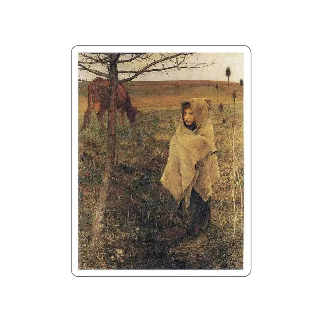 Bastien-Lepage , Jules - pauvre fauvette (Artwork) STICKER Vinyl Die-Cut Decal White Die-Cut 4 Inch - The Sticker Space