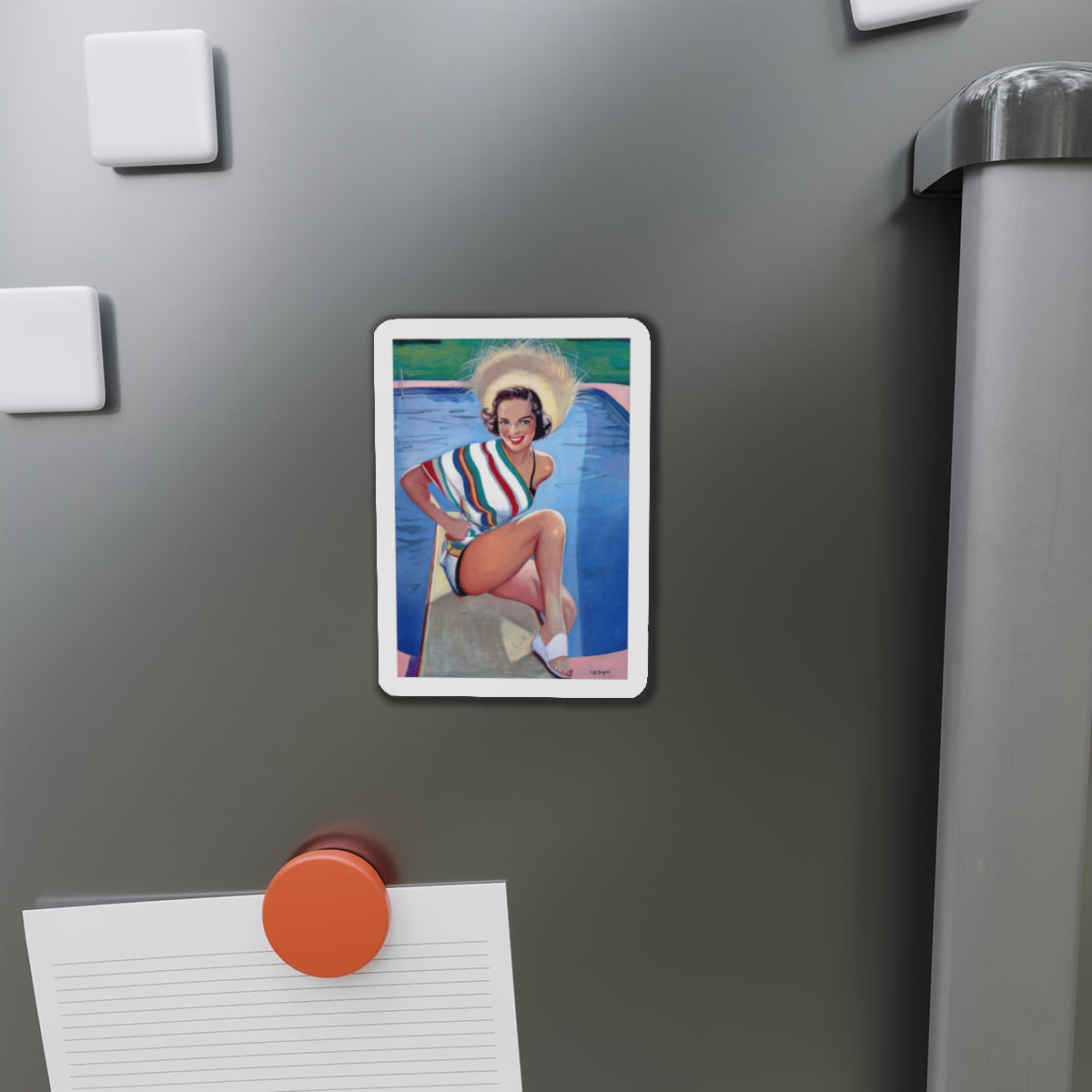 Bathing Beauty (Magazine Illustration) Refrigerator Magnet-The Sticker Space