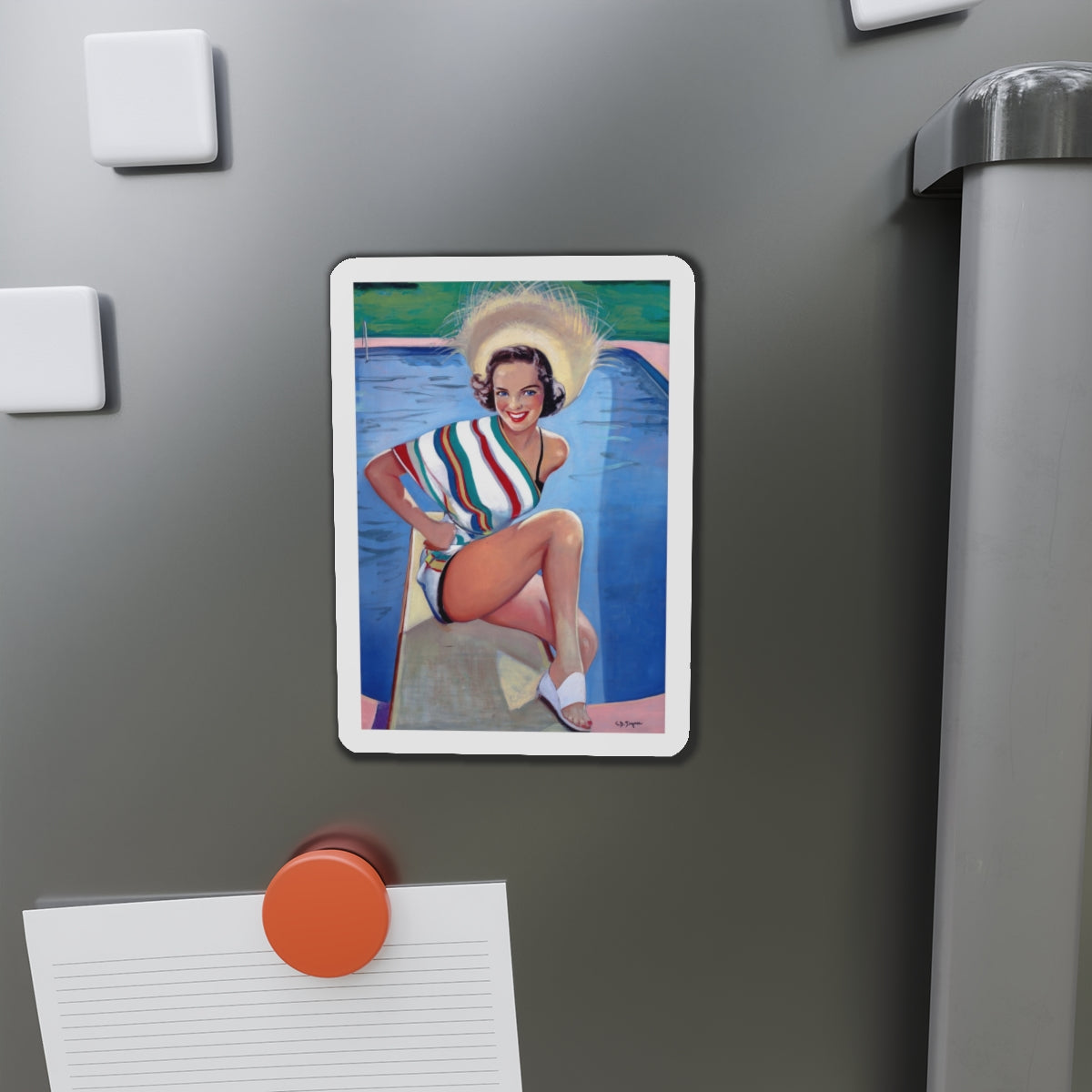 Bathing Beauty (Magazine Illustration) Refrigerator Magnet-The Sticker Space