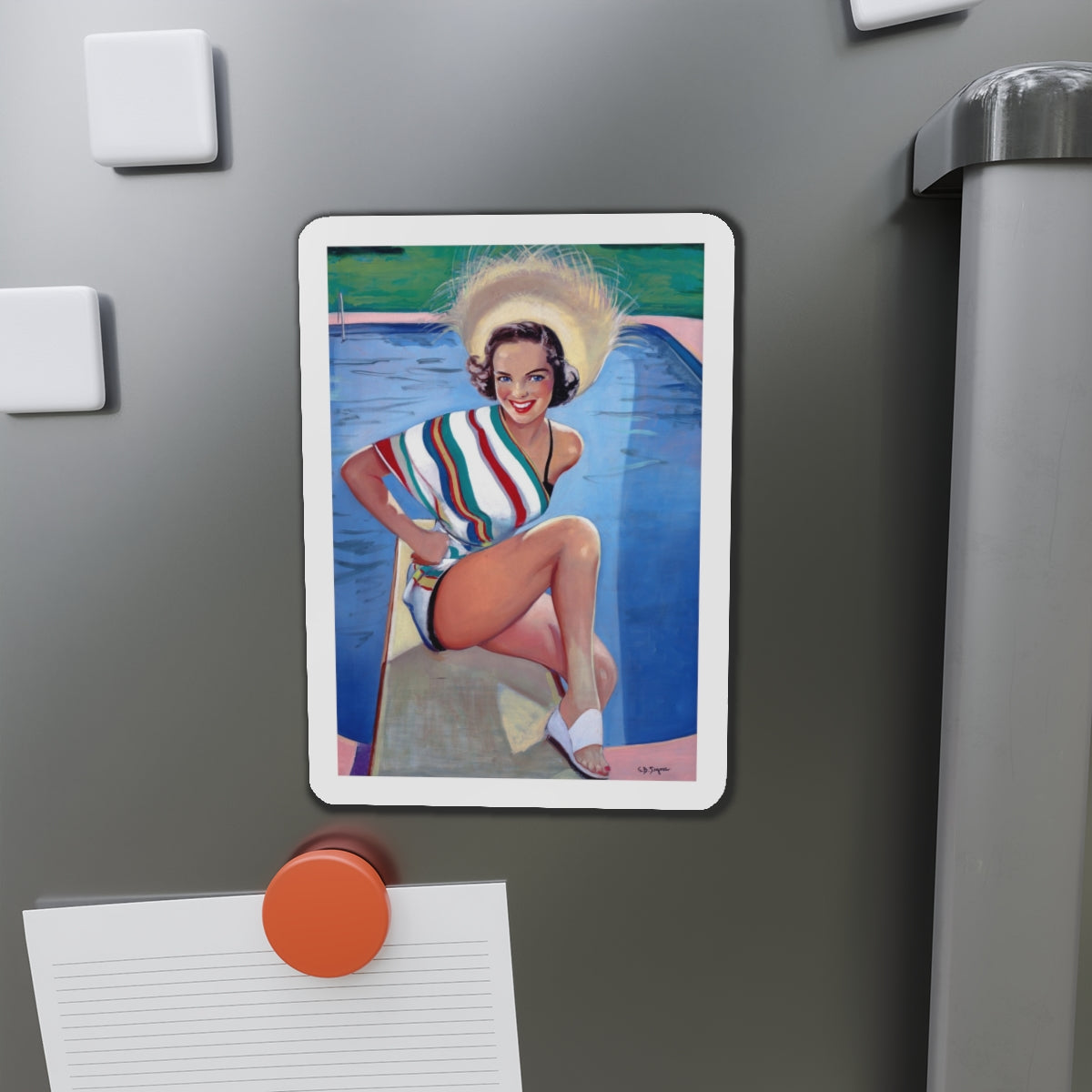 Bathing Beauty (Magazine Illustration) Refrigerator Magnet-The Sticker Space