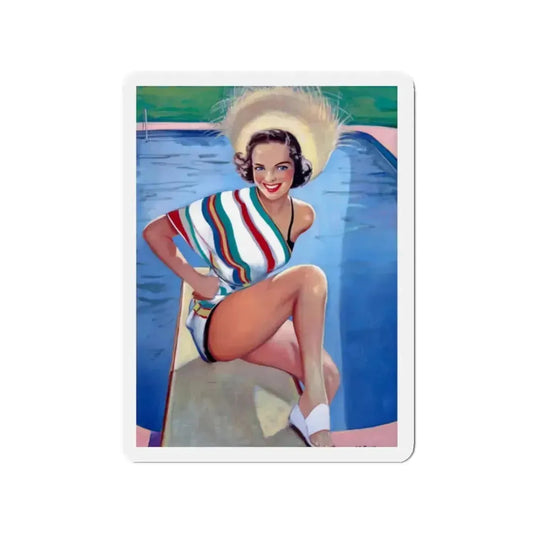 Bathing Beauty (Magazine Illustration) Refrigerator Magnet 2 Inch Die-Cut - The Sticker Space